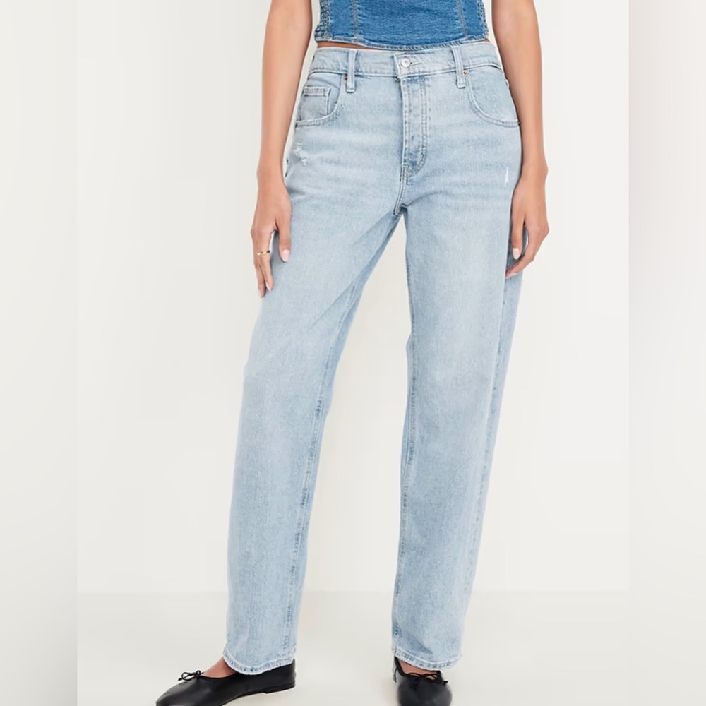 Mid rise slouchy straight leg denim jeans size 18